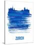 Zurich Skyline Brush Stroke - Blue-NaxArt-Stretched Canvas