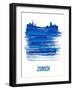 Zurich Skyline Brush Stroke - Blue-NaxArt-Framed Art Print