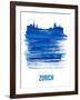 Zurich Skyline Brush Stroke - Blue-NaxArt-Framed Art Print