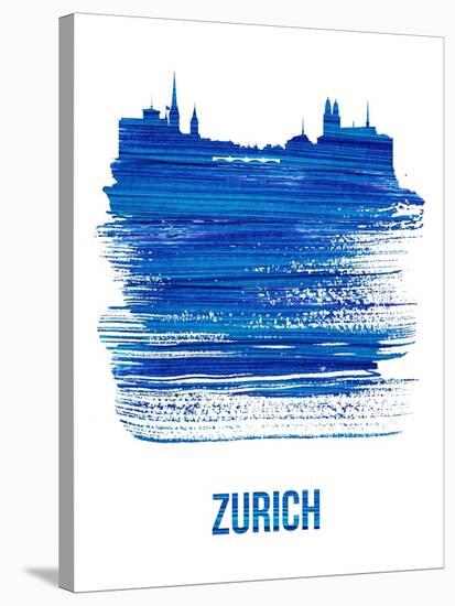 Zurich Skyline Brush Stroke - Blue-NaxArt-Stretched Canvas