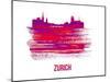 Zurich Skyline Brush Stroke - Red-NaxArt-Mounted Art Print