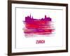 Zurich Skyline Brush Stroke - Red-NaxArt-Framed Art Print