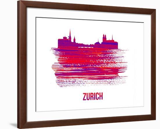 Zurich Skyline Brush Stroke - Red-NaxArt-Framed Art Print