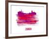 Zurich Skyline Brush Stroke - Red-NaxArt-Framed Art Print