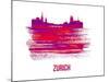 Zurich Skyline Brush Stroke - Red-NaxArt-Mounted Art Print