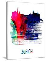 Zurich Skyline Brush Stroke - Watercolor-NaxArt-Stretched Canvas