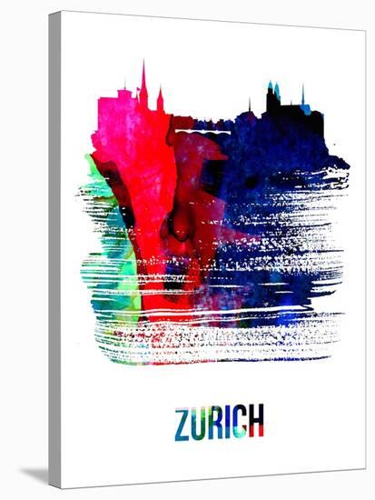 Zurich Skyline Brush Stroke - Watercolor-NaxArt-Stretched Canvas