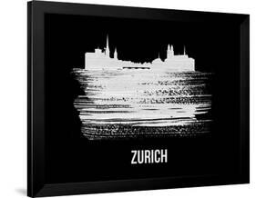 Zurich Skyline Brush Stroke - White-NaxArt-Framed Art Print