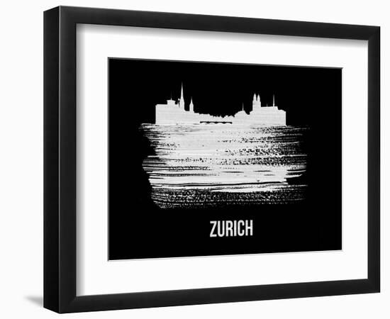 Zurich Skyline Brush Stroke - White-NaxArt-Framed Art Print