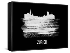 Zurich Skyline Brush Stroke - White-NaxArt-Framed Stretched Canvas