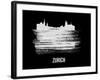 Zurich Skyline Brush Stroke - White-NaxArt-Framed Art Print