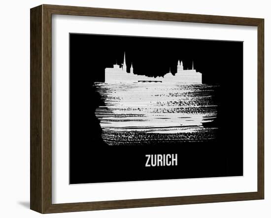 Zurich Skyline Brush Stroke - White-NaxArt-Framed Art Print