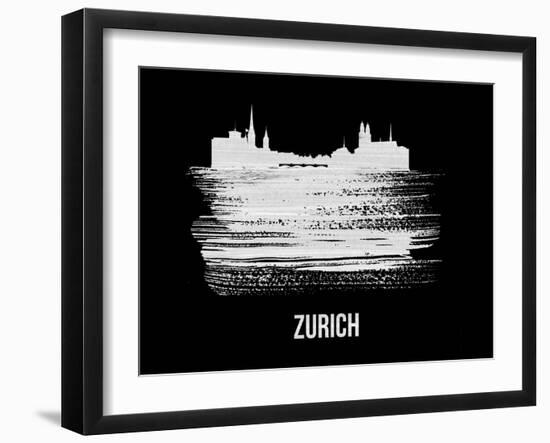 Zurich Skyline Brush Stroke - White-NaxArt-Framed Art Print