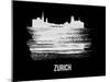 Zurich Skyline Brush Stroke - White-NaxArt-Mounted Art Print