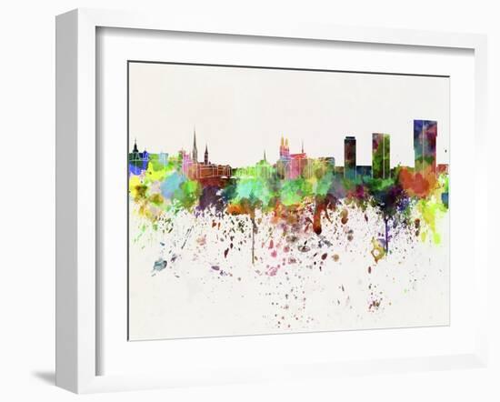 Zurich Skyline in Watercolor Background-paulrommer-Framed Art Print