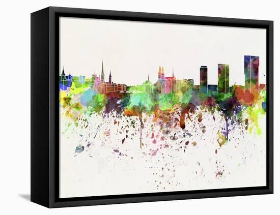 Zurich Skyline in Watercolor Background-paulrommer-Framed Stretched Canvas