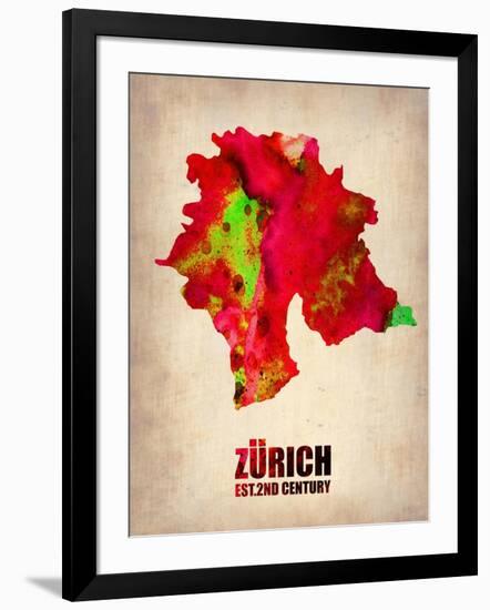 Zurich Watercolor Poster-NaxArt-Framed Art Print