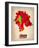 Zurich Watercolor Poster-NaxArt-Framed Art Print