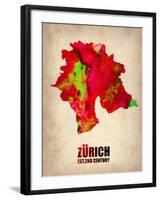 Zurich Watercolor Poster-NaxArt-Framed Art Print