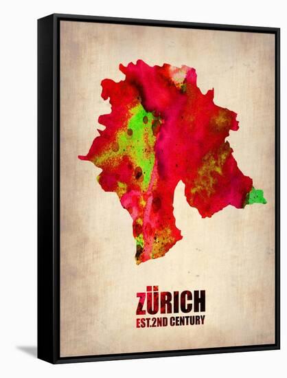 Zurich Watercolor Poster-NaxArt-Framed Stretched Canvas