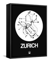 Zurich White Subway Map-NaxArt-Framed Stretched Canvas