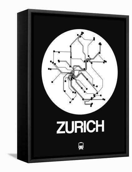 Zurich White Subway Map-NaxArt-Framed Stretched Canvas