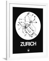 Zurich White Subway Map-NaxArt-Framed Art Print