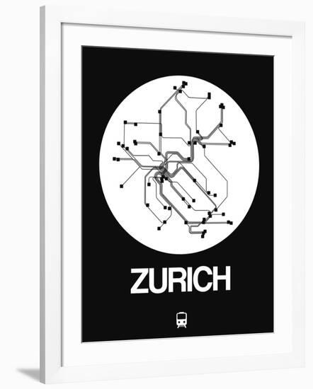 Zurich White Subway Map-NaxArt-Framed Art Print