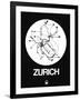 Zurich White Subway Map-NaxArt-Framed Art Print