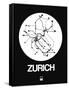 Zurich White Subway Map-NaxArt-Framed Stretched Canvas