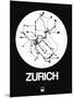 Zurich White Subway Map-NaxArt-Mounted Art Print