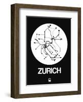 Zurich White Subway Map-NaxArt-Framed Art Print