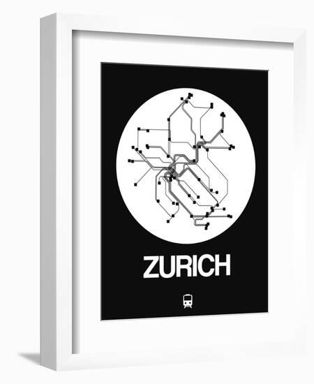 Zurich White Subway Map-NaxArt-Framed Art Print