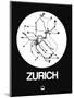 Zurich White Subway Map-NaxArt-Mounted Art Print