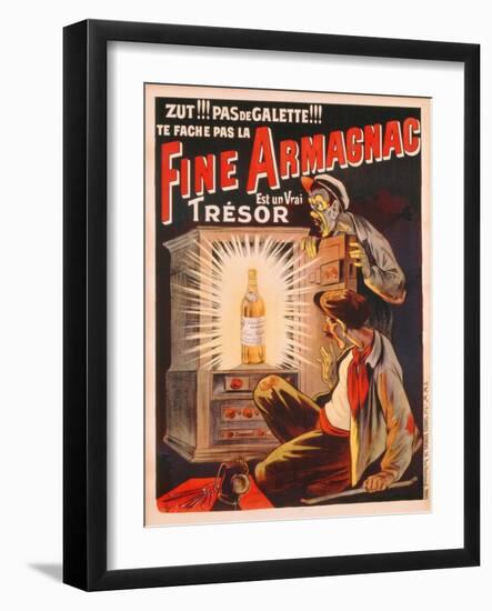 'Zut!!! Pas de Galette!!! Te Fache Pas La Fine Armagnac, Est Une Vrai Tresor', Poster Advertising…-Eugene Oge-Framed Giclee Print