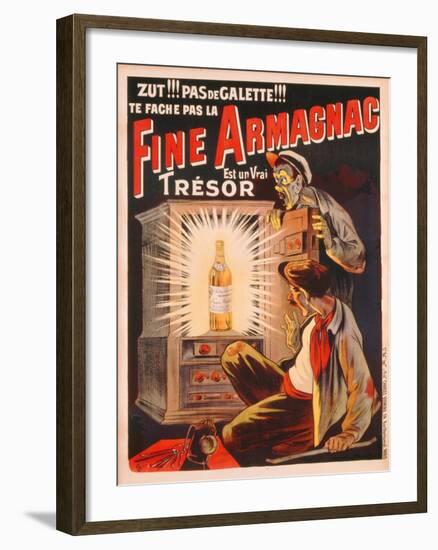 'Zut!!! Pas de Galette!!! Te Fache Pas La Fine Armagnac, Est Une Vrai Tresor', Poster Advertising…-Eugene Oge-Framed Giclee Print