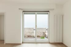 New Apartment in Cement and Wood, Empty Room with Windows-zveiger-Photographic Print