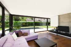 Modern Villa, Interior, Wide Living Room with Pink Divan-zveiger-Photographic Print