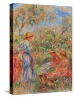 Zwei sitzende und eine stehende Frau, ein Kind (Landschaft mit drei Frauen und einem Kind)-Pierre-Auguste Renoir-Stretched Canvas