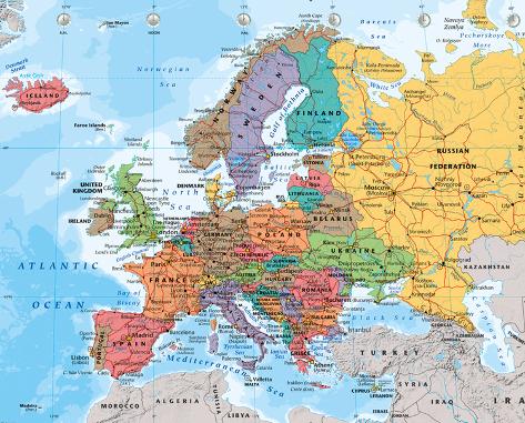 Carte de l'Europe Affiche sur AllPosters.fr