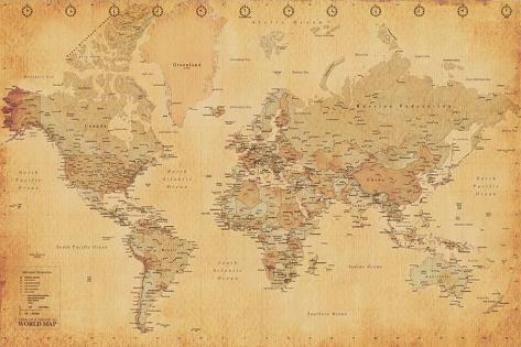carte du monde vintage - Image