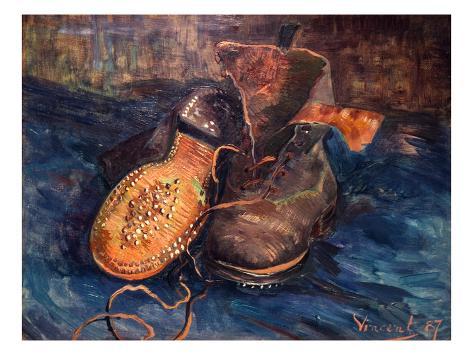 Giclee Painting: van Gogh's Van Gogh: The Shoes, 1887, 16x12in.