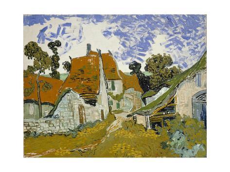 Giclee Painting: van Gogh's Street in Auvers-Sur-Oise, 24x18in.