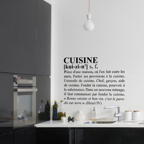 Definition af ordet køkken, medium, sort, pÃ¥ fransk wallstickers pÃ¥ ... Køkken wallstickers