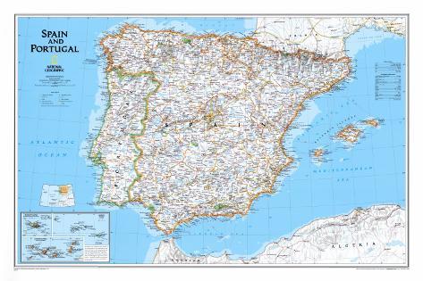 Detaljeret Kort Over Portugal Kort over Spanien og Portugal Posters på AllPosters.dk Detaljeret Kort Over Portugal