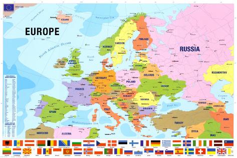 Map of Europe Plakater hos AllPosters.no