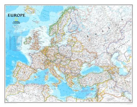 Kort Over Europa Plakat Politisk kort over Europa, på engelsk Plakater på AllPosters.dk Kort Over Europa Plakat