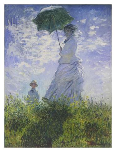Der Spaziergang. Frau mit Sonnenschirm Poster von Claude bei
