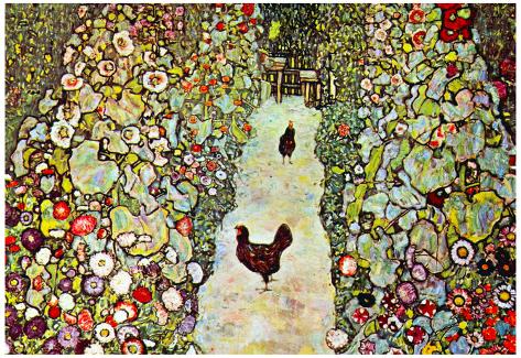 gustav klimt garden path with chickens art print poster_a G 8841762 0