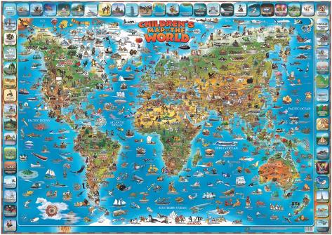 Kinder Karte von der Welt Educational Poster Foto bei AllPosters.de